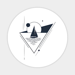 Sailboat In Triangle. Geometric Style Magnet